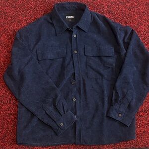 Men's Navy Corduroy Button Up Shirt
